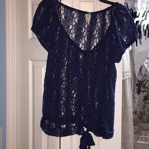 American Rag navy blue lace shirt